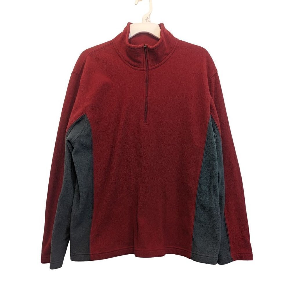 L.L. Bean Vintage Men's 1/4 Zip Pullover Red Fleece Sweater Large REG